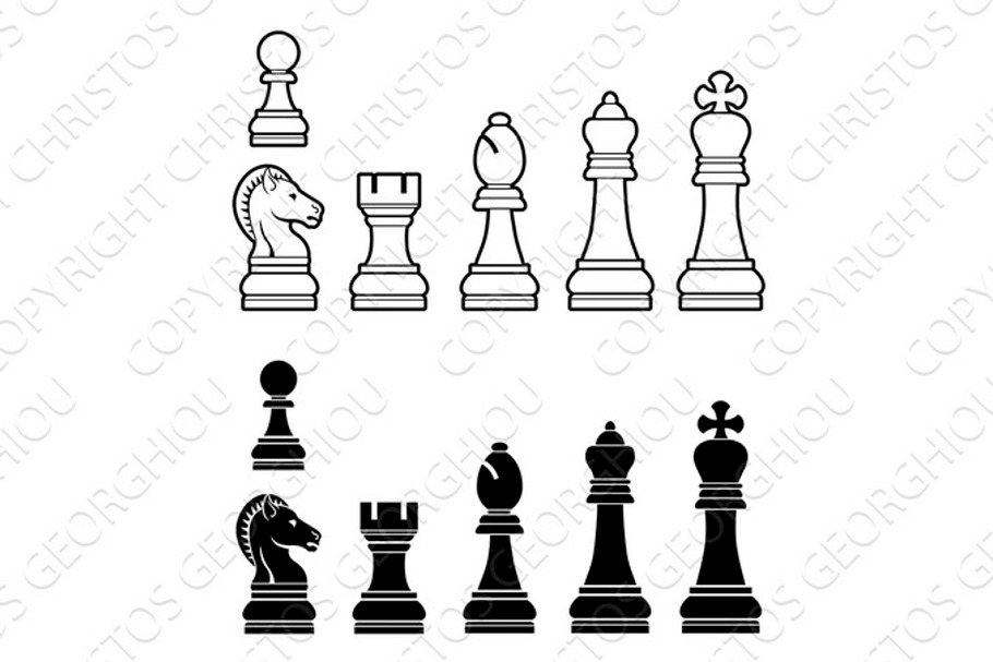 Chess pieces set in Illustrations - product preview 8