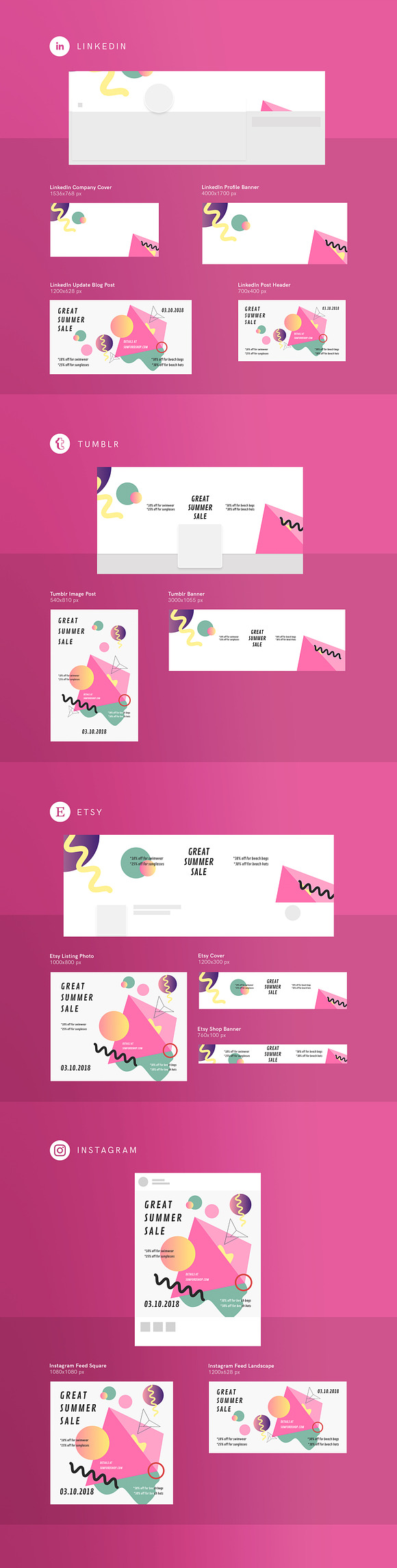 Social Media Pack | Summer Shop in Social Media Templates - product preview 1