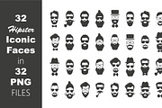 32 ICON STYLE HIPSTER FACE