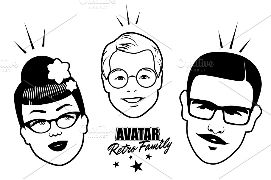 Avatar Retro Family V in Illustrations - product preview 8