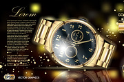 Vector golden classic watch mockup
