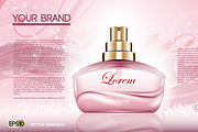 Vector rose pink perfume mockup