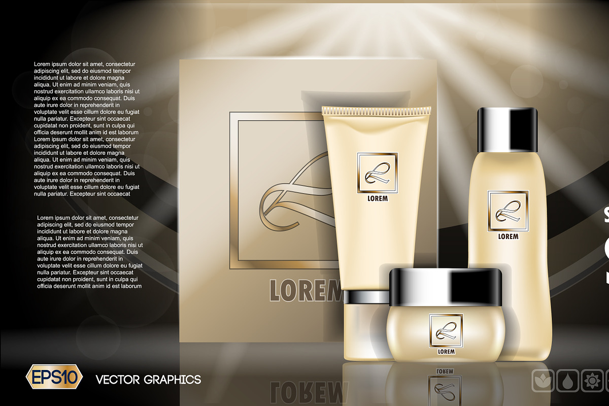Vector face cream dark set mockup in Product Mockups - product preview 8