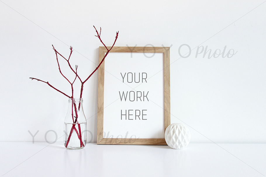 A4 Wooden Frame Stock Photo in Print Mockups - product preview 8