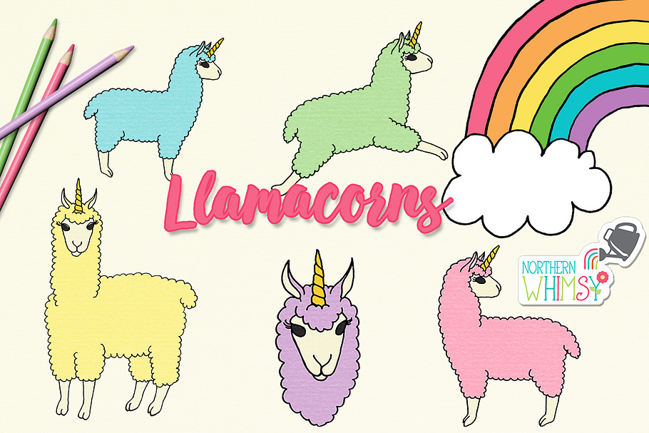 Llamacorn (llama unicorn) clip art