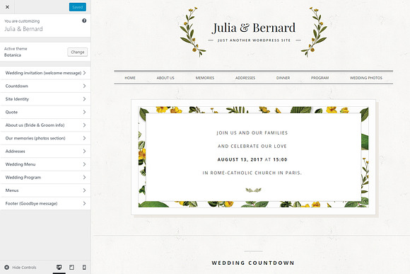 Botanica - WordPress Wedding Theme in WordPress Wedding Themes - product preview 6