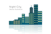 Night City Vecor Illustration on White Backgrpund.