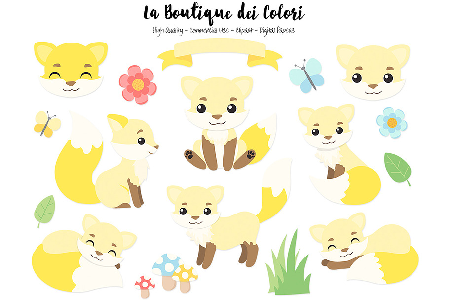 Yellow Fox Clipart in Illustrations - product preview 8