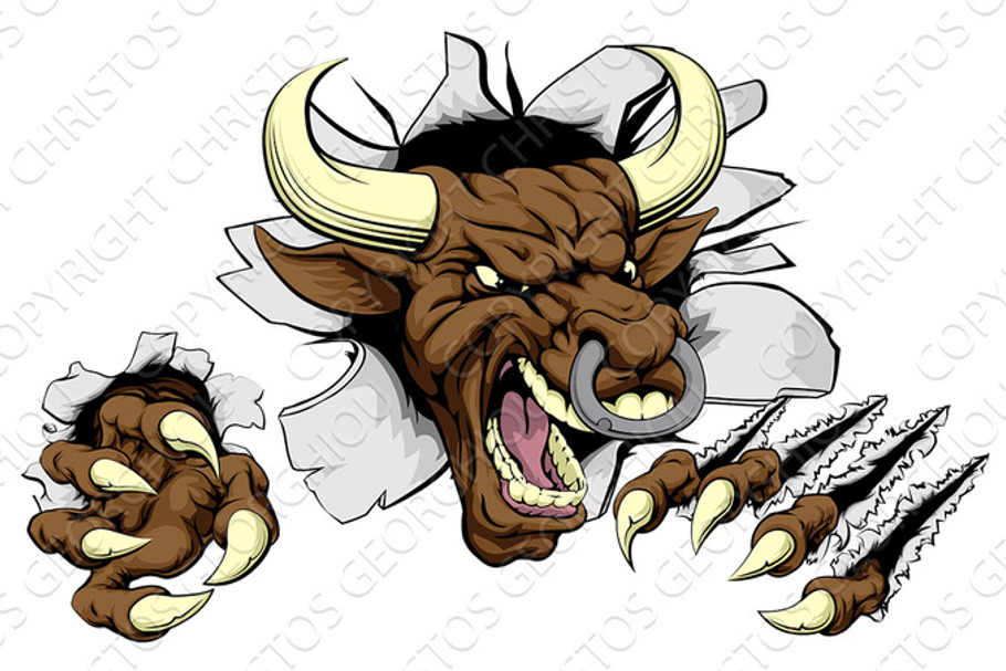 Bull sports mascot concept in Illustrations - product preview 8
