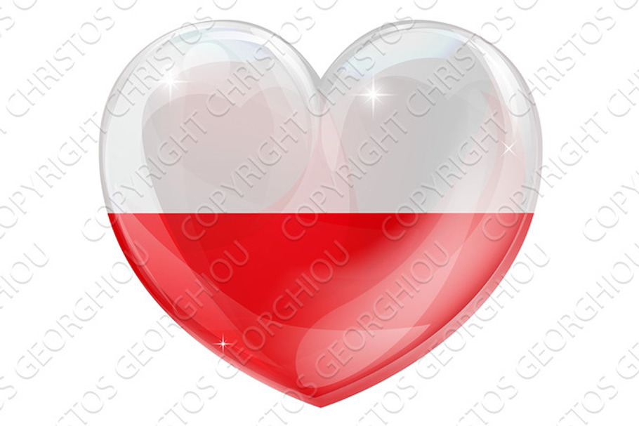 Poland flag love heart in Illustrations - product preview 8