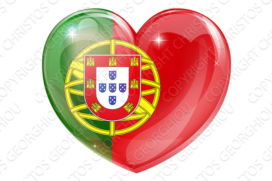Portugal flag love heart in Illustrations - product preview 8