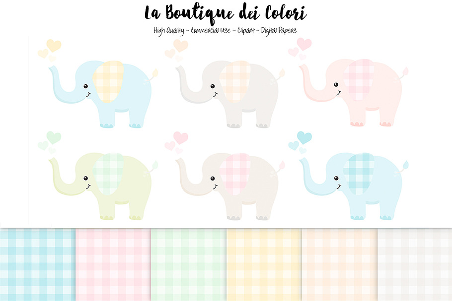 Cute Elephant Clipart in Illustrations - product preview 8