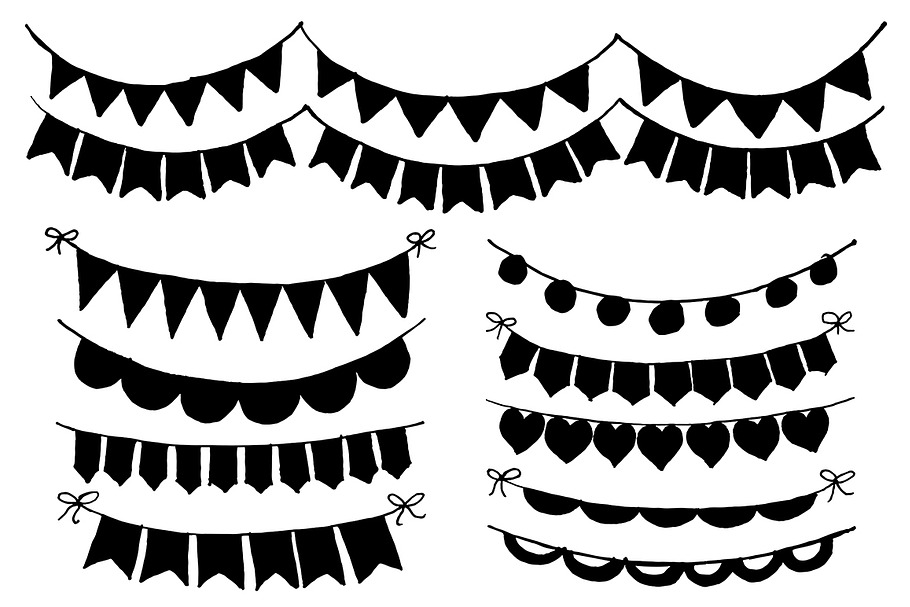 Hand Drawn Bunting Clipart in Illustrations - product preview 8