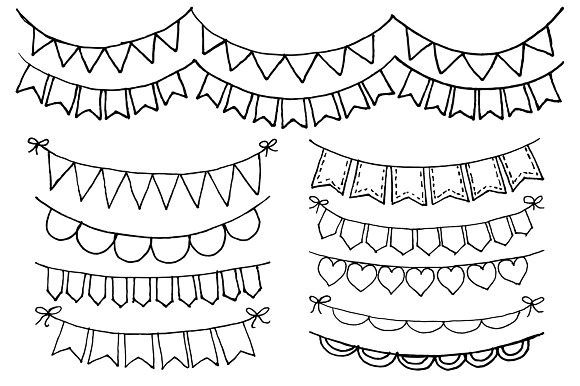 Hand Drawn Bunting Clipart in Illustrations - product preview 1
