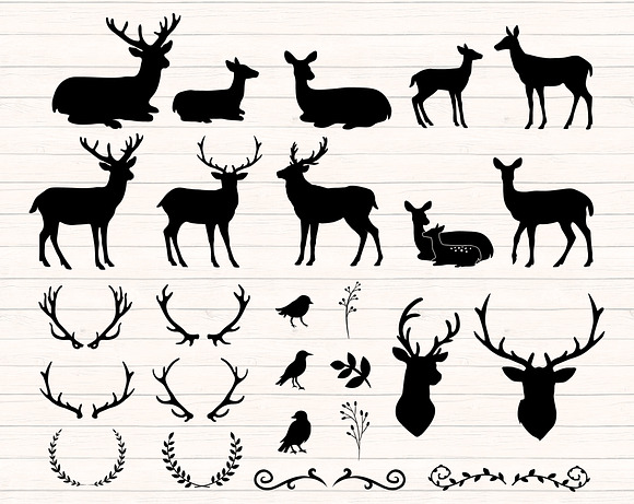 Deer Silhouette Clipart in Illustrations - product preview 1