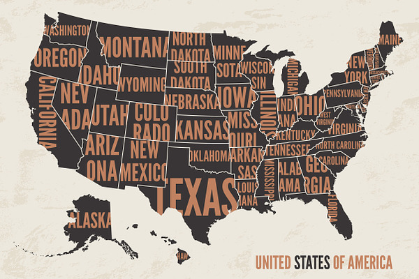USA map vintage illustration