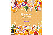 Ramadan Kareem Banner With Flat Stickers