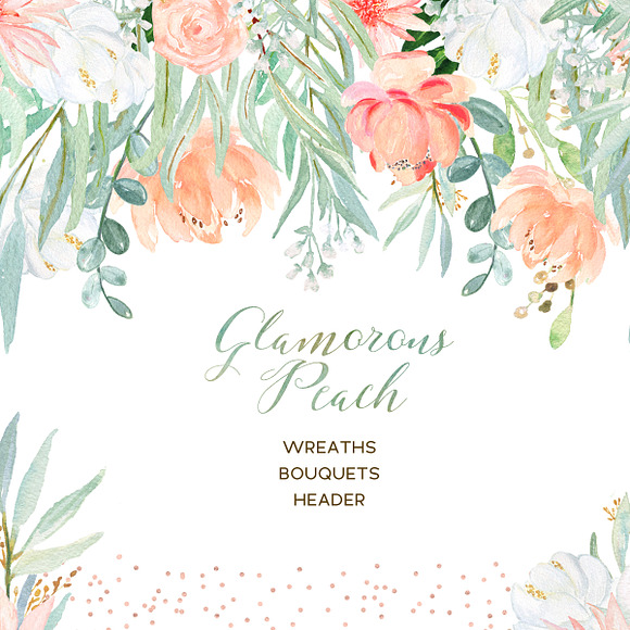 50% OFF Peach peonies Watercolor in Illustrations - product preview 10