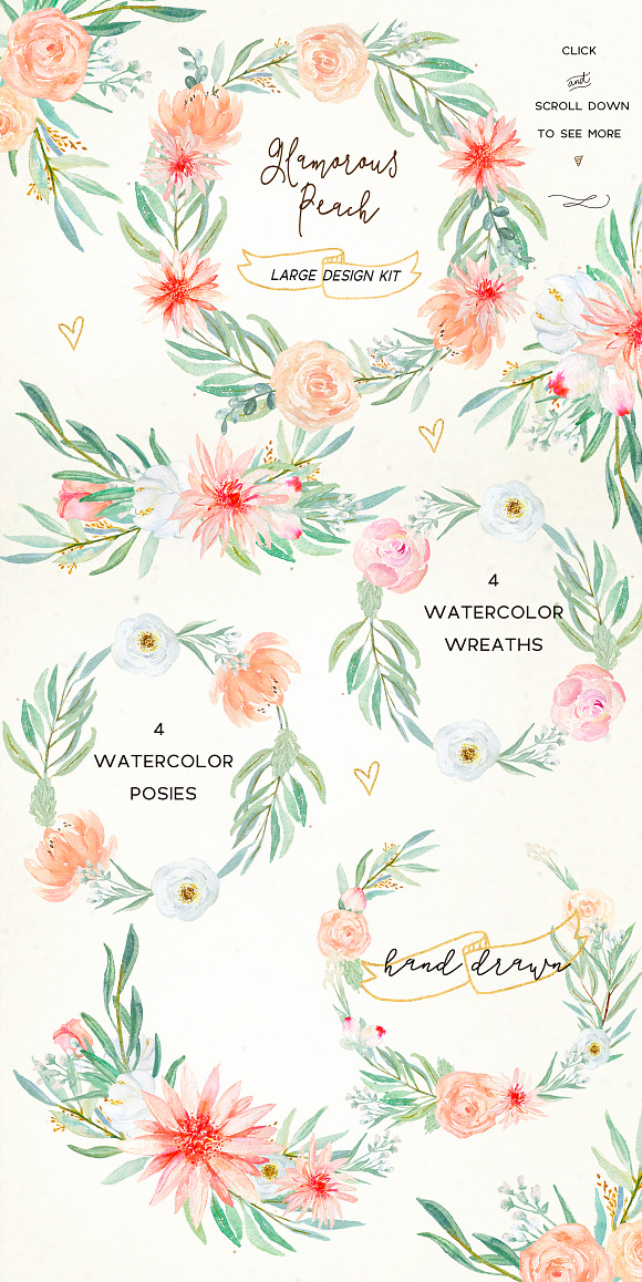 50% OFF Peach peonies Watercolor in Illustrations - product preview 11