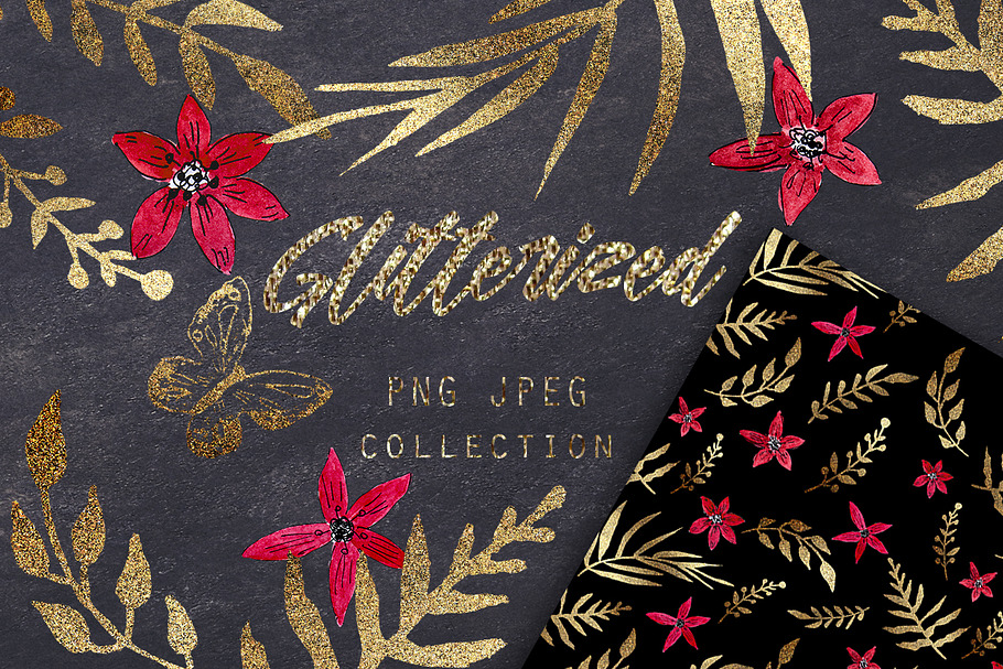 GLITTERIZED clipart & pattern 2 in Illustrations - product preview 8