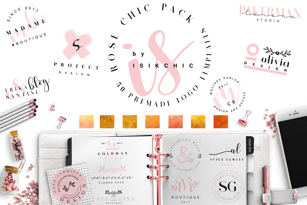 50 ROSE LOGO PACK in Logo Templates - product preview 8