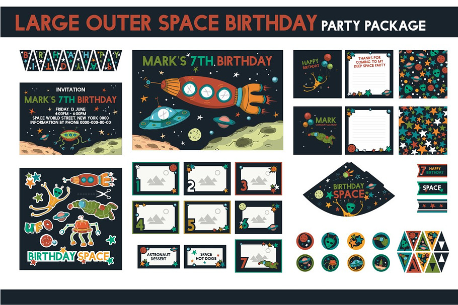 Space Birthday Party Package Set in Product Mockups - product preview 8