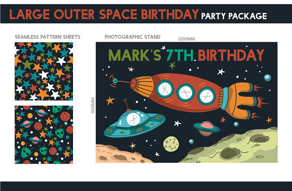 Space Birthday Party Package Set in Product Mockups - product preview 2