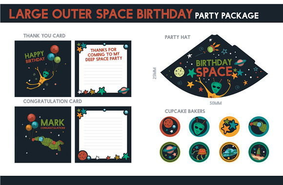 Space Birthday Party Package Set in Product Mockups - product preview 3