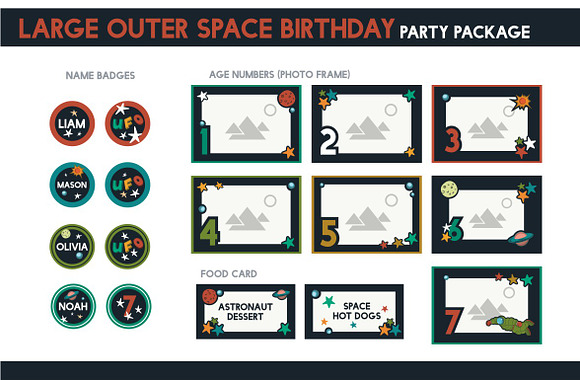 Space Birthday Party Package Set in Product Mockups - product preview 4