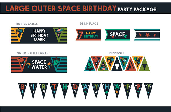 Space Birthday Party Package Set in Product Mockups - product preview 5
