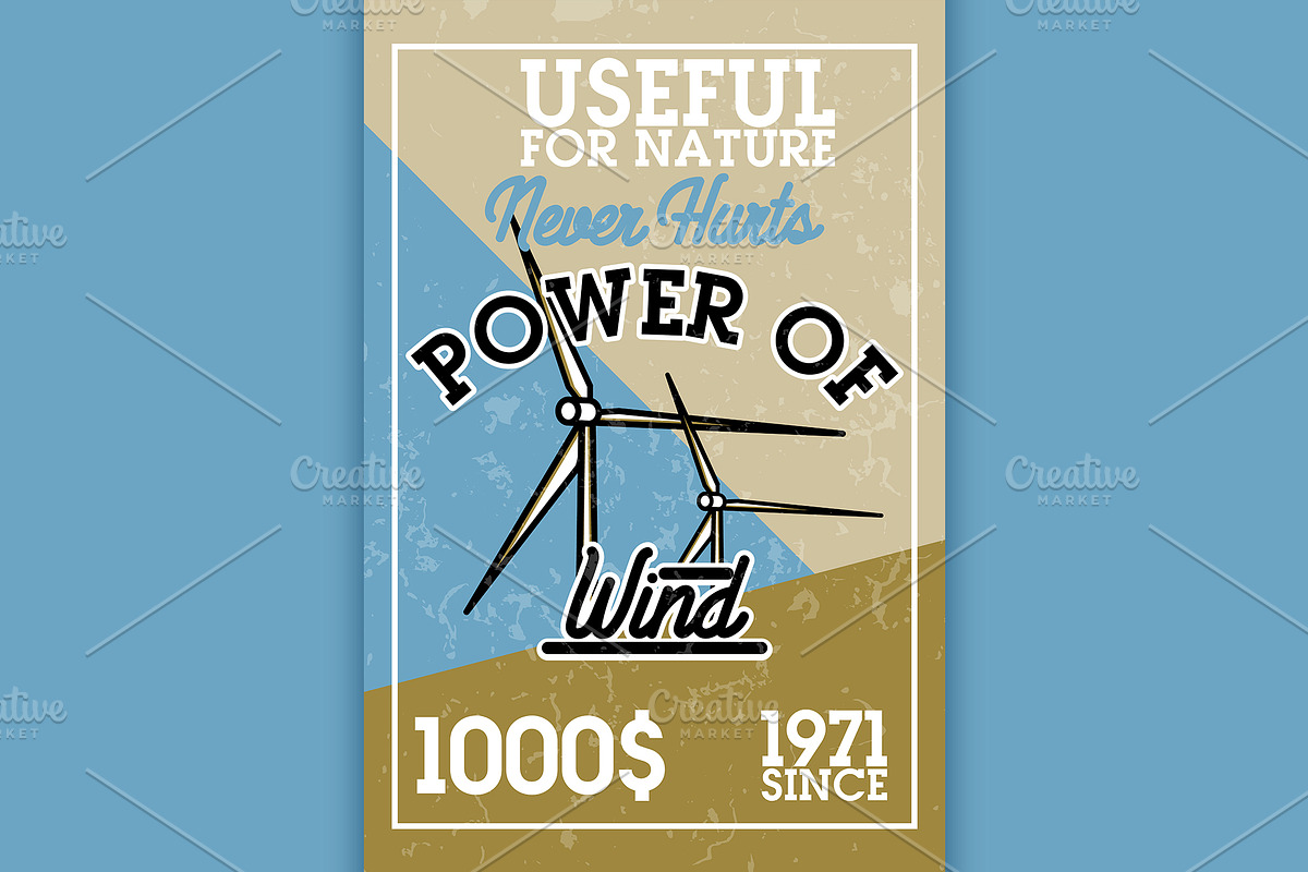 Color vintage wind power banner in Illustrations - product preview 8