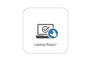Laptop Repair Icon. Flat Design.