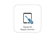 Tablet PC  Repair Service Icon. Flat Design.