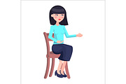 Young Woman Candidate on Job Interview Flat Vector