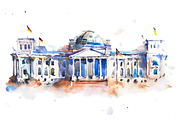 Watercolor Reichstag Berlin