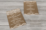 Kraft Paper and Lace Wedding Invite
