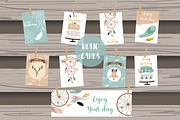 8 cute lovely design boho cards3#
