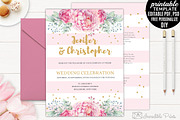 Gold and Pink Wedding Invitation