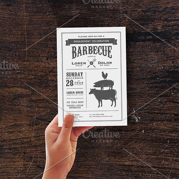 BBQ invitation template in Card Templates - product preview 1