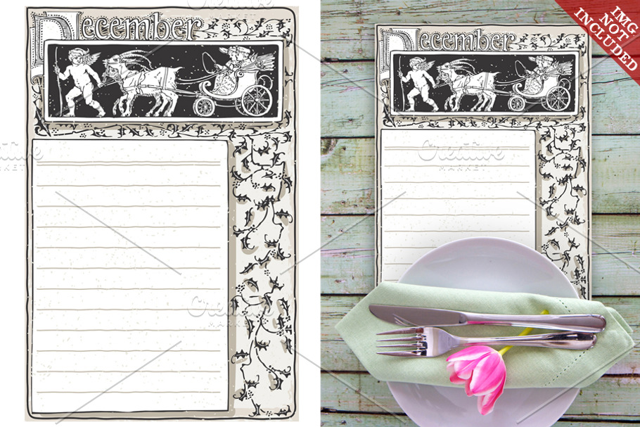 December Page with Cupid's Carriage in Illustrations - product preview 8