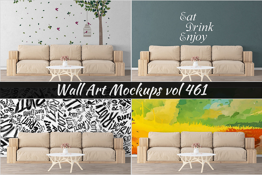 Wall Mockup - Sticker Mockup Vol 461 in Print Mockups - product preview 8