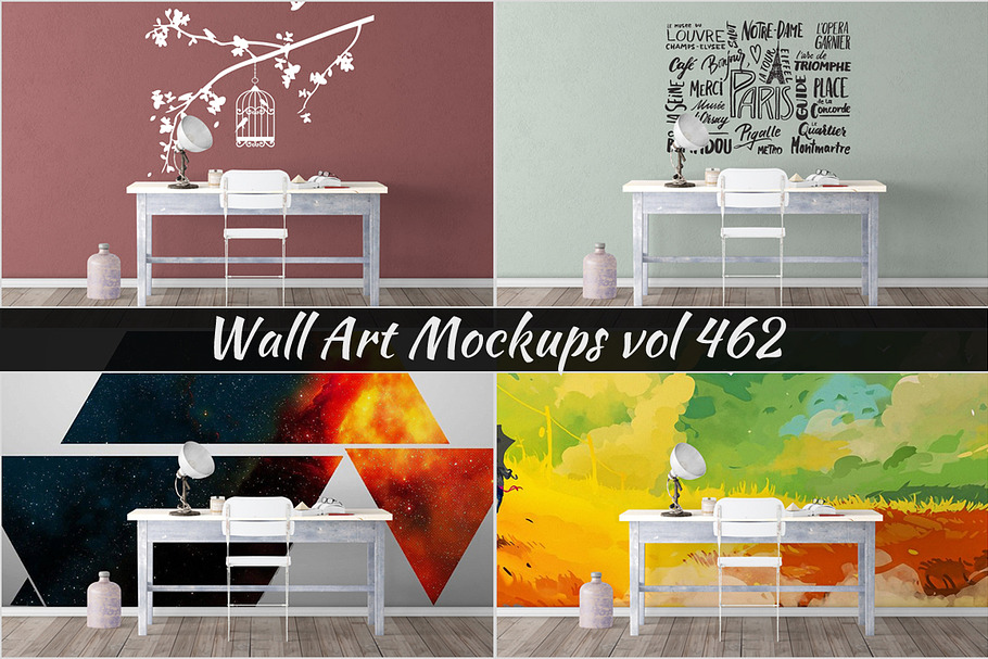 Wall Mockup - Sticker Mockup Vol 462 in Print Mockups - product preview 8