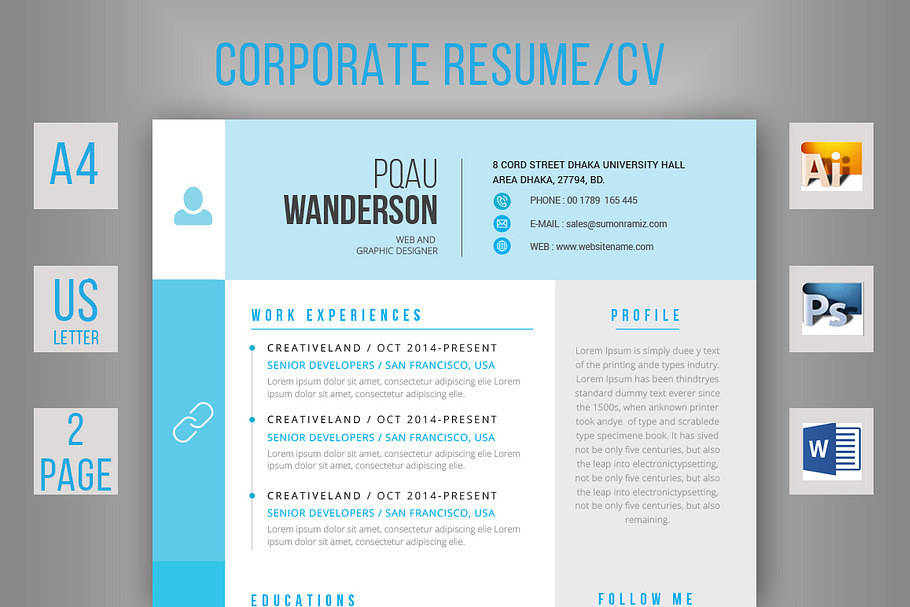 Simple Resume/CV in Resume Templates - product preview 8