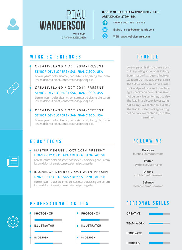 Simple Resume/CV in Resume Templates - product preview 2