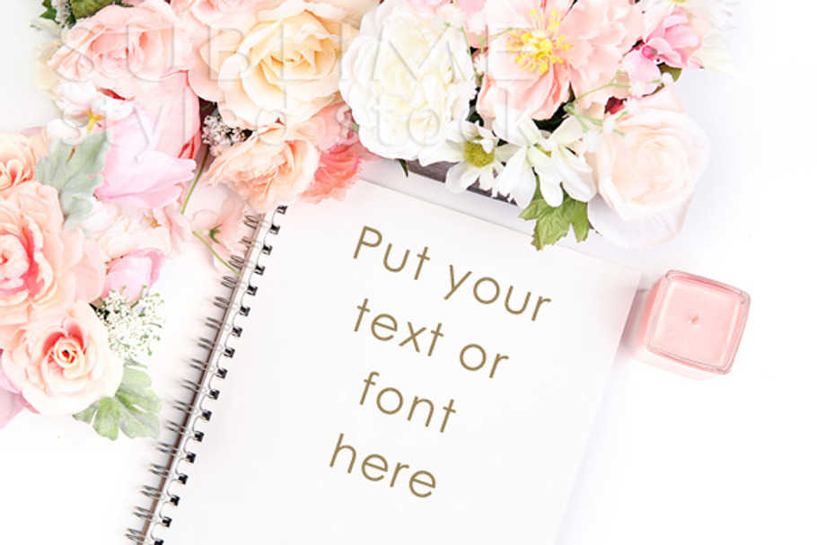 Pink Flowers with notebook in Instagram Templates - product preview 8