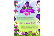 Lovely summer flowers vector poster