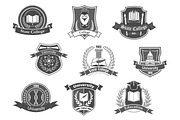 Vector icons badges set for college or university