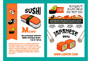 Sushi menu for japanese cuisine restaurant design