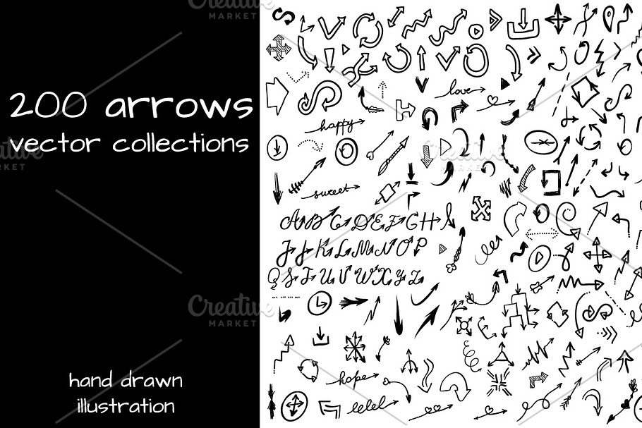 200 Hand Drawn Arrows in Vector