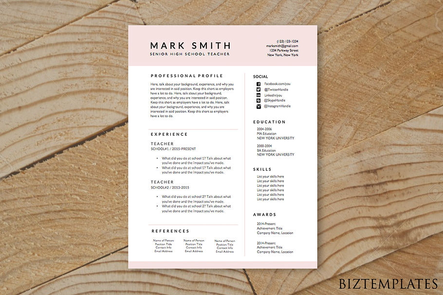 Teacher Resume Template - MS Word in Resume Templates - product preview 8